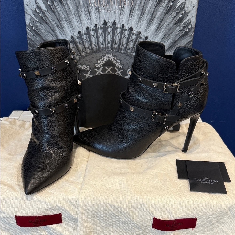 Valentino Black Studded Heeled Boots